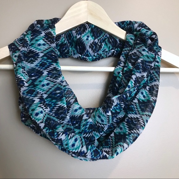 Blue Patterned Infinity Scarf - Picture 2 of 3